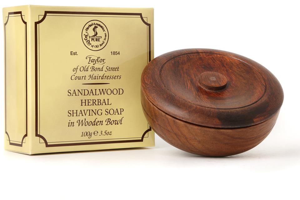 Taylor of Old Bond Street Sandalwood Shaving Soap Wooden Bowl 100g
