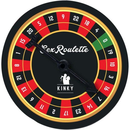 Koło ruletki z czerwonymi, czarnymi i zielonymi sekcjami, pokazujące numery 15 i 19, oznaczone jako "Sex Roulette".