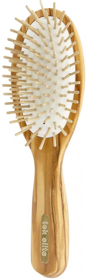 Tek Big Oval Brush In Olive Wood With Short Wooden Pins