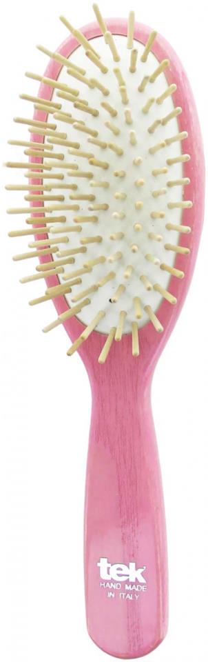 Tek Big Oval Brush With Short Wooden Pins Lacquered Pink