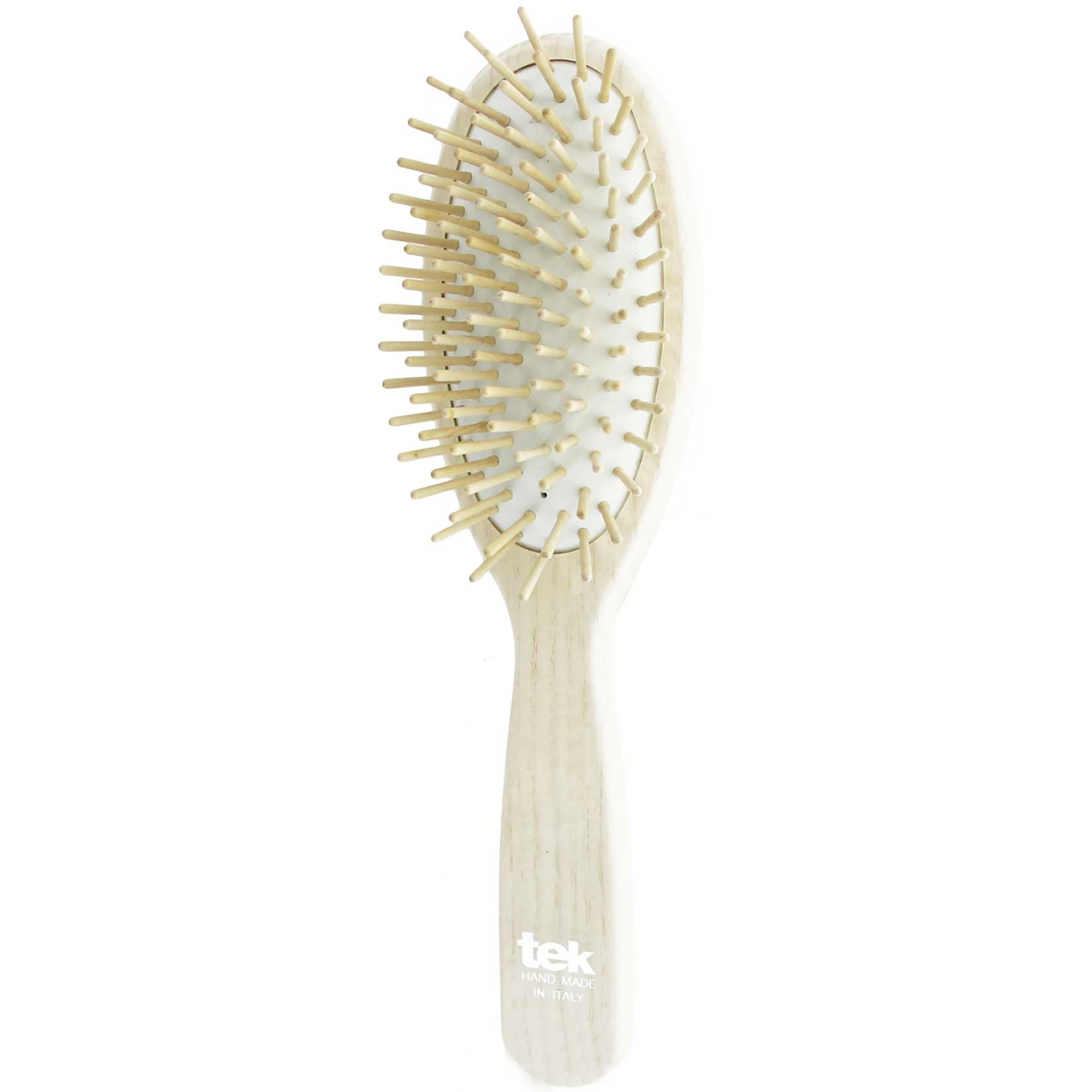 Tek Big Oval Brush With Short Wooden Pins Lacquered White White