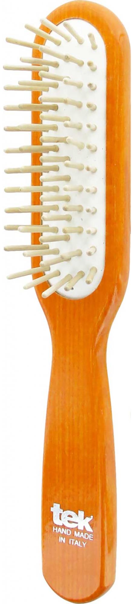Tek Slim Rectangular Brush With Short Wooden Pins Lacquered Orange ...