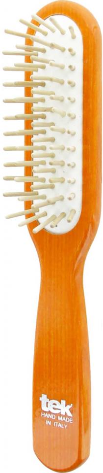 Tek Slim Rectangular Brush With Short Wooden Pins Lacquered Orange