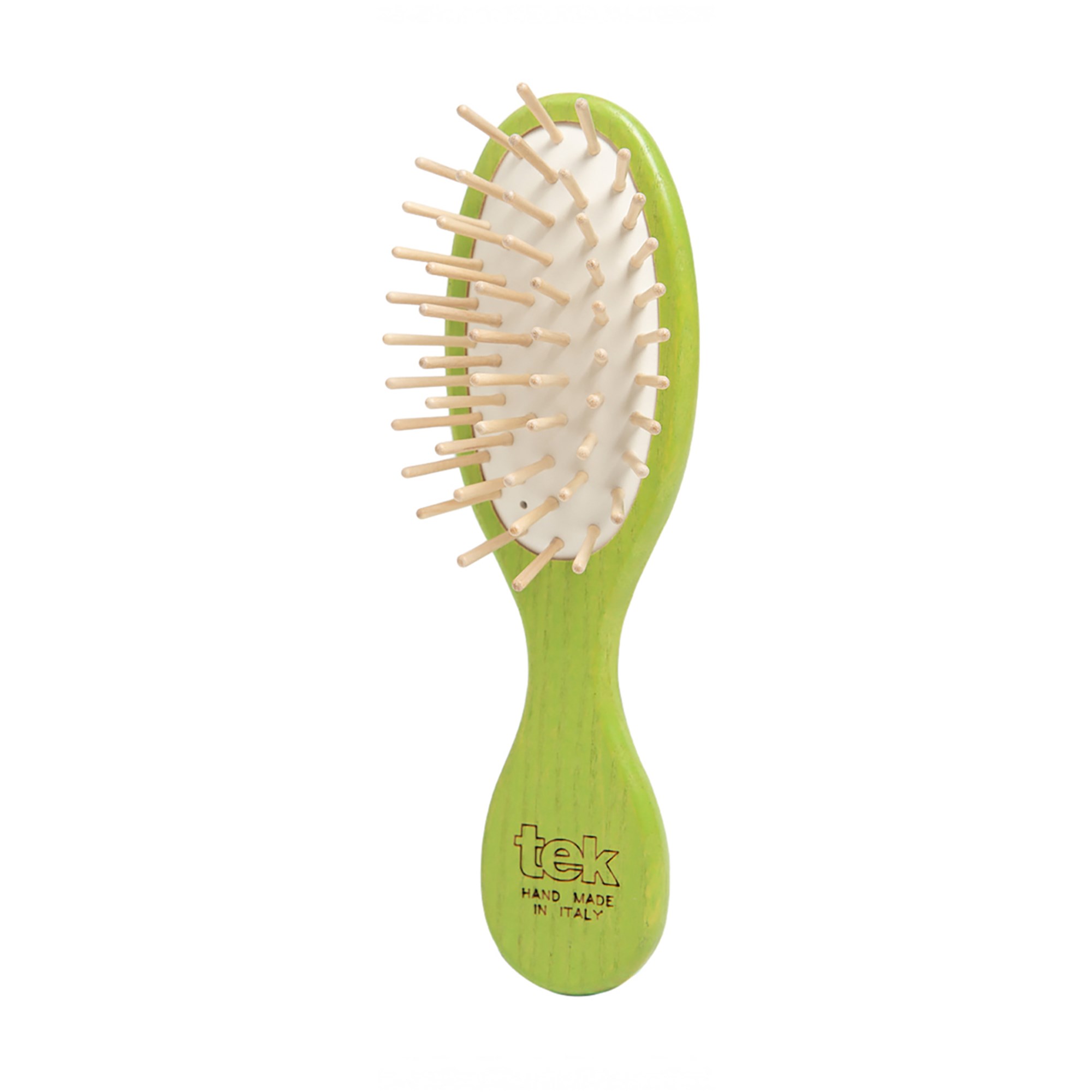 Tek Small Oval Hair Brush With Short Wooden Pins Green