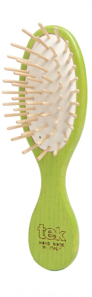 Tek Small Oval Hair Brush With Short Wooden Pins Green