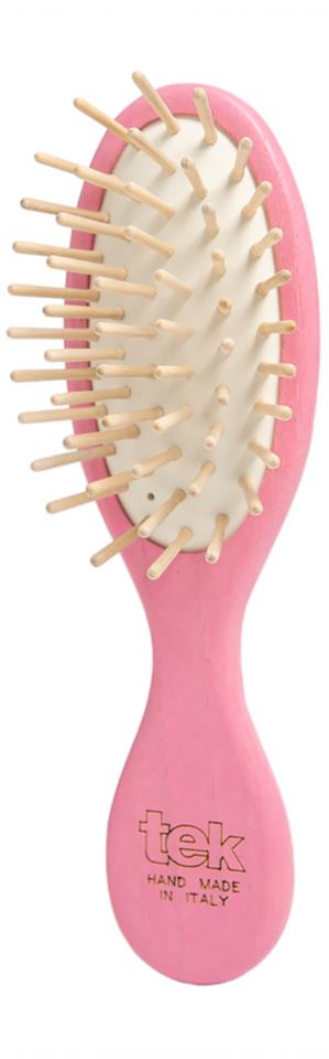 Tek Small Oval Hair Brush With Short Wooden Pins Pink