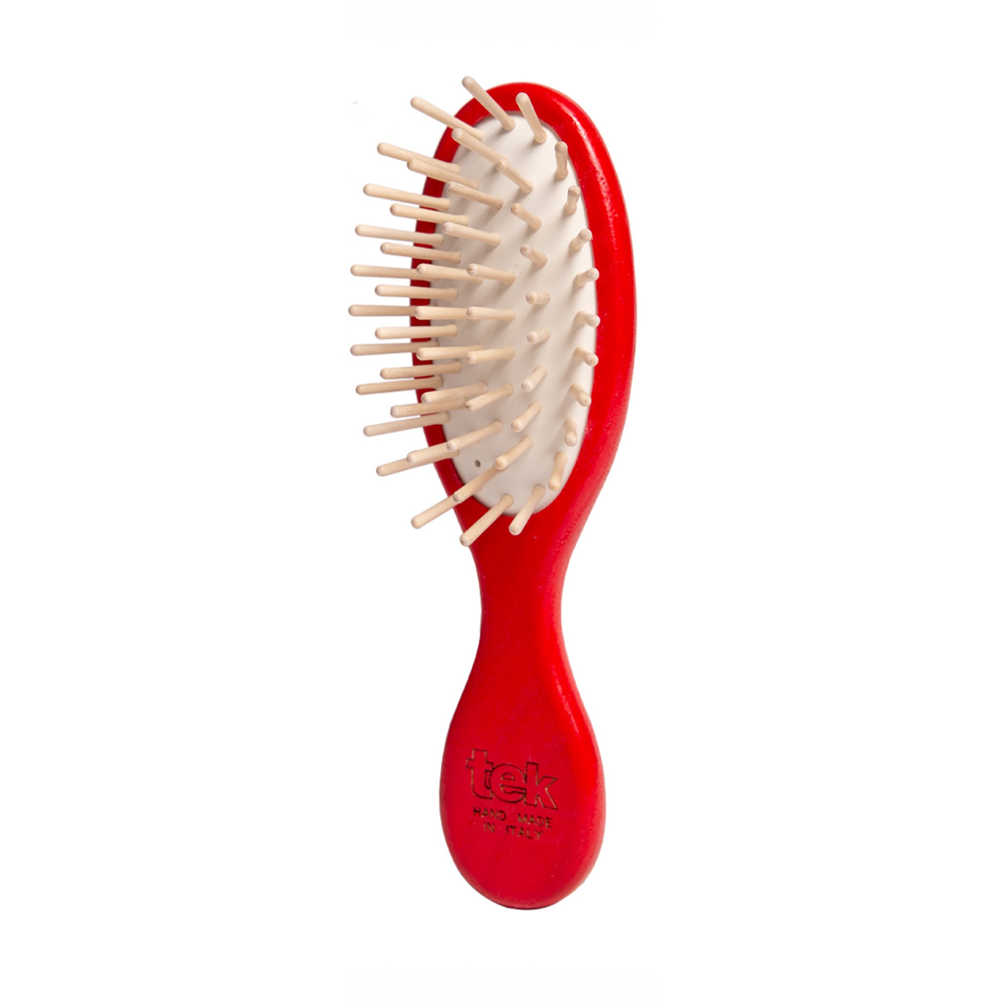 Tek Small Oval Hair Brush With Short Wooden Pins Red