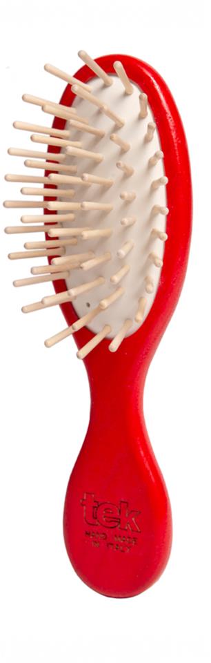 Tek Small Oval Hair Brush With Short Wooden Pins Red