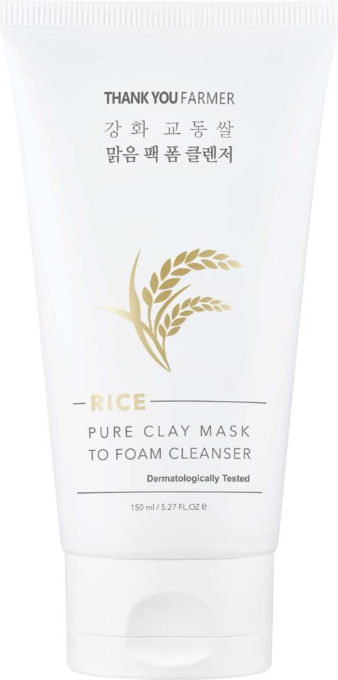 Thank You Farmer
Rice Pure Clay Mask To Foam Cleanser 150 ml