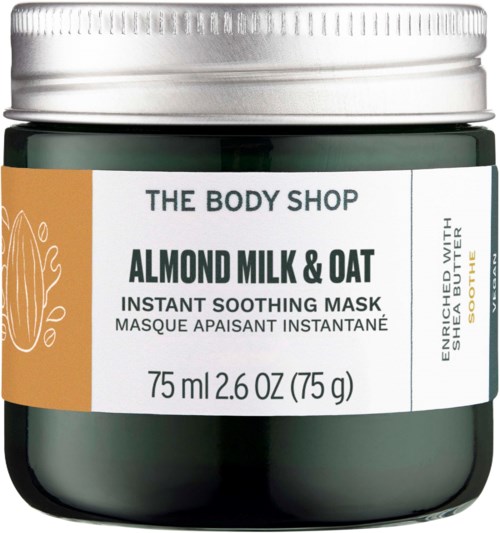 A jar of soothing face mask from The Body Shop with almond milk and oat, enriched with shea butter, 75 ml.
