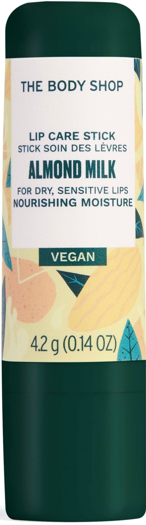 Vegan läppbalsam med mandelmjölk från The Body Shop, 4,2 g, för torra, känsliga läppar, närande fukt.