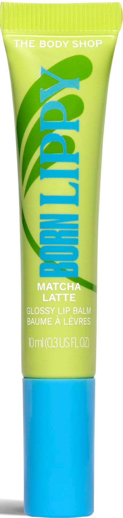Grönt och blått läppbalsam från The Body Shop, märkt Born Lippy, smak Matcha Latte.