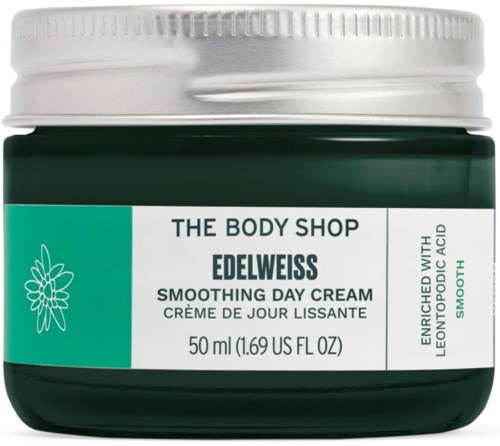 Grønn krukke med fuktighetsgivende dagkrem fra The Body Shop, beriket med sitron og glykolsyre, 50 ml.