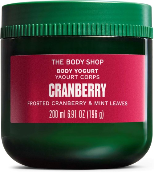 En grønn krukke med Body Yogurt fra The Body Shop med duft av krekling og myntblad, 200 ml.
