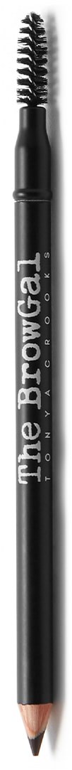 En makeup-penna med ett tillhörande ögonbrynsborste, svart, med texten "the BrowGal" skriven på den.