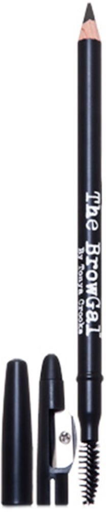 En svart øyenbrynspenn med spoolie og lokk, merket 'The BrowGal' og 'by Tonya Crooks.'