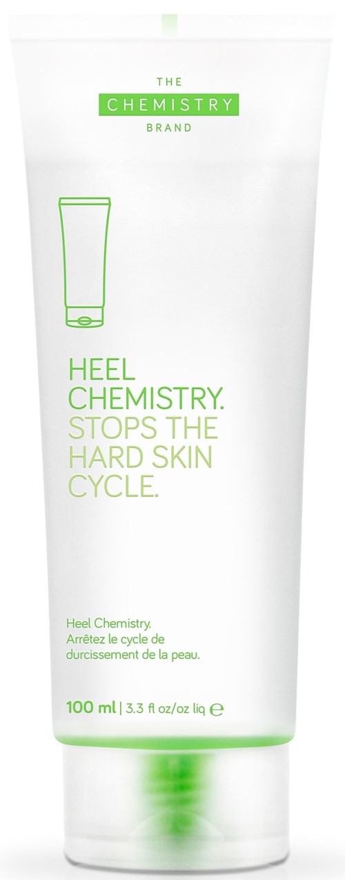 A white tube with green text and a simple line drawing of a foot, promoting skin care for hard skin. 100 ml.