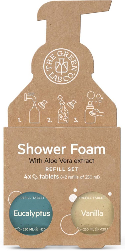 The Green Lab Co. Refill Shower Foam Eucalyptus & Vanilla 4x125ml