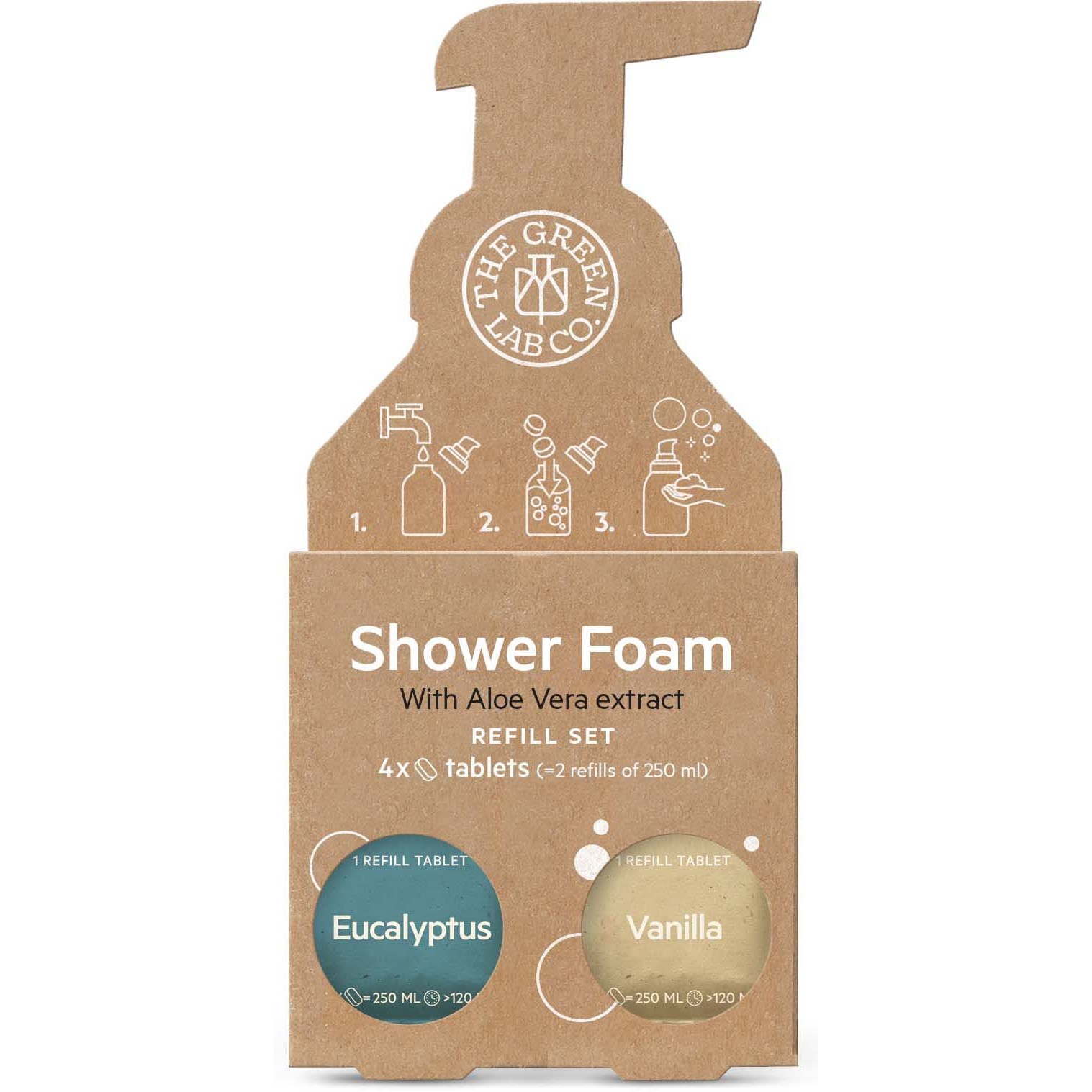 The Green Lab Co. Refill Shower Foam Eucalyptus & Vanilla 4x125ml