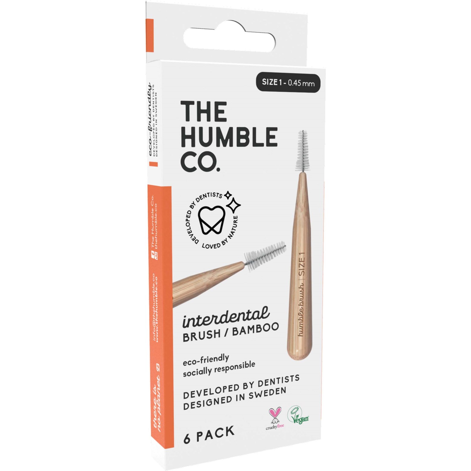 The Humble Co. Bamboo Interdental Brush Size 1 Orange