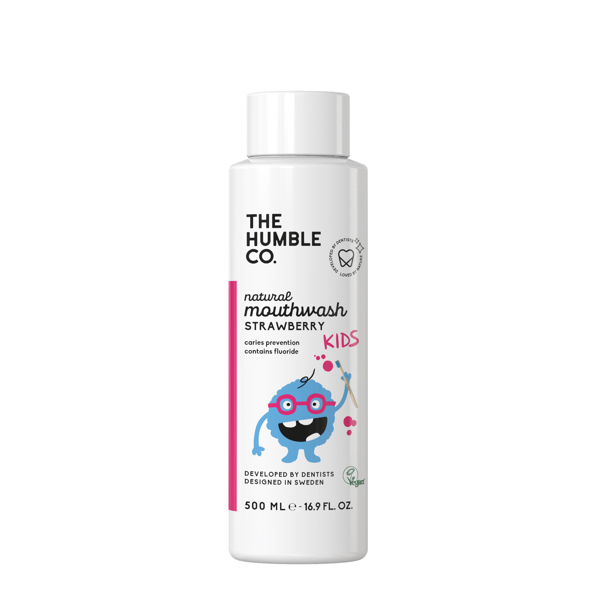 Alternativ bild 1 för The Humble Co. Anticavity Mouthwash Strawberry 500 ml