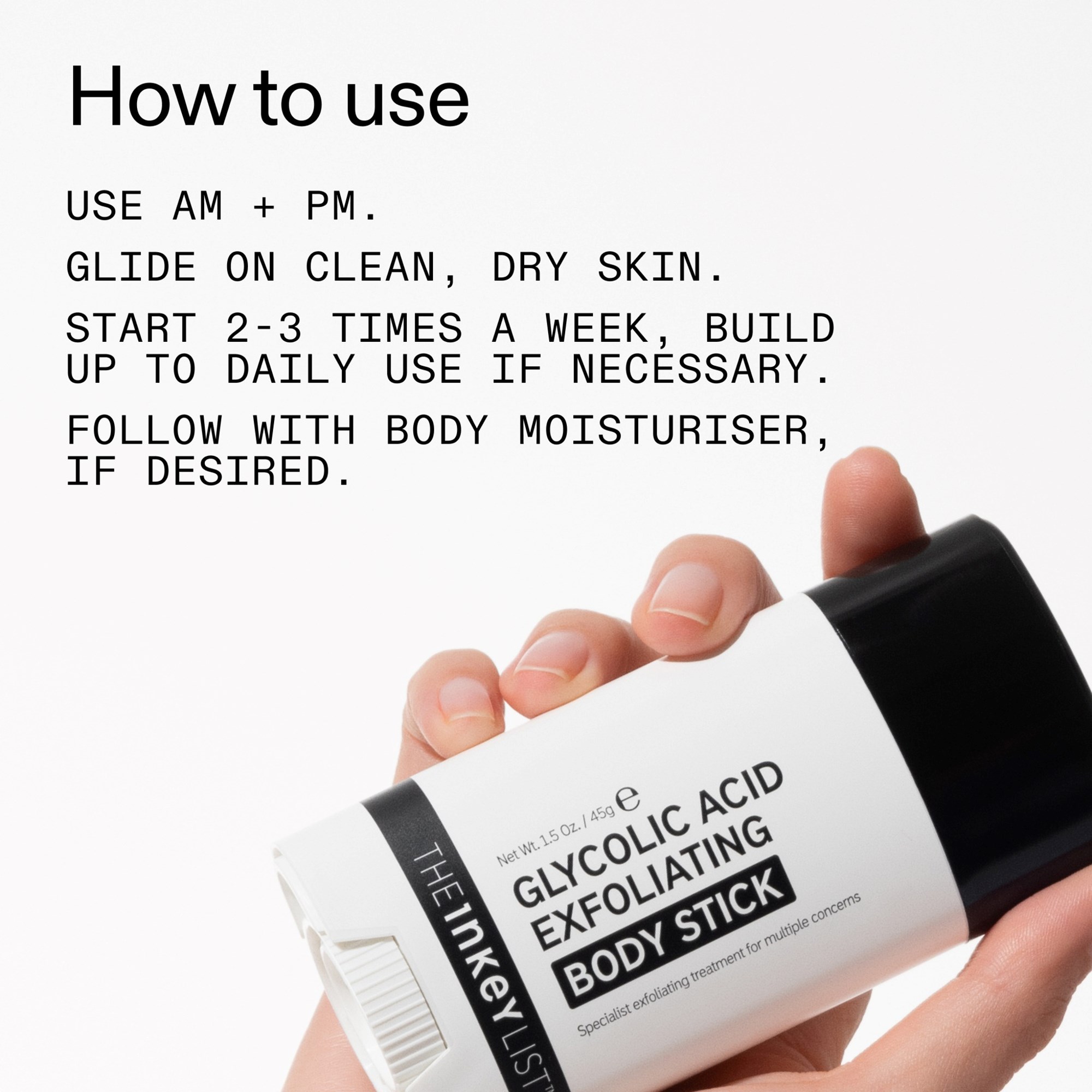 The Inkey List Glycolic Acid Exfoliating Body Stick 45 g (obrázok 5)