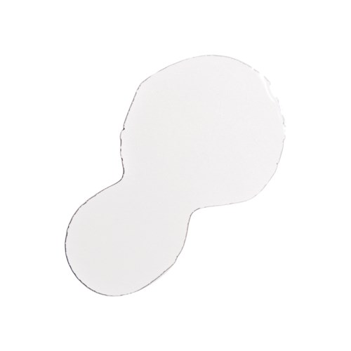 Ett trasigt papper med två kopplade ovaler, mest vitt med ojämna kanter.
