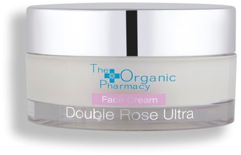 En burk med hudvårds-kräm märkt 'Double Rose Ultra' från The Organic Pharmacy.