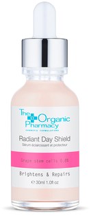 En liten flaska dagsskydd serum med pipett, märkt för ljusning och reparation, innehåller 30 ml vätska.