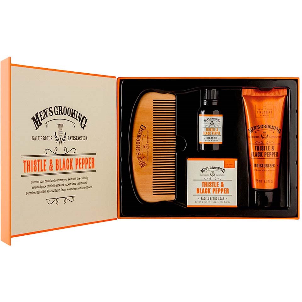 Giftset Scottish Fine Soaps Thistle & Black Pepper Face & Beard Care Kit