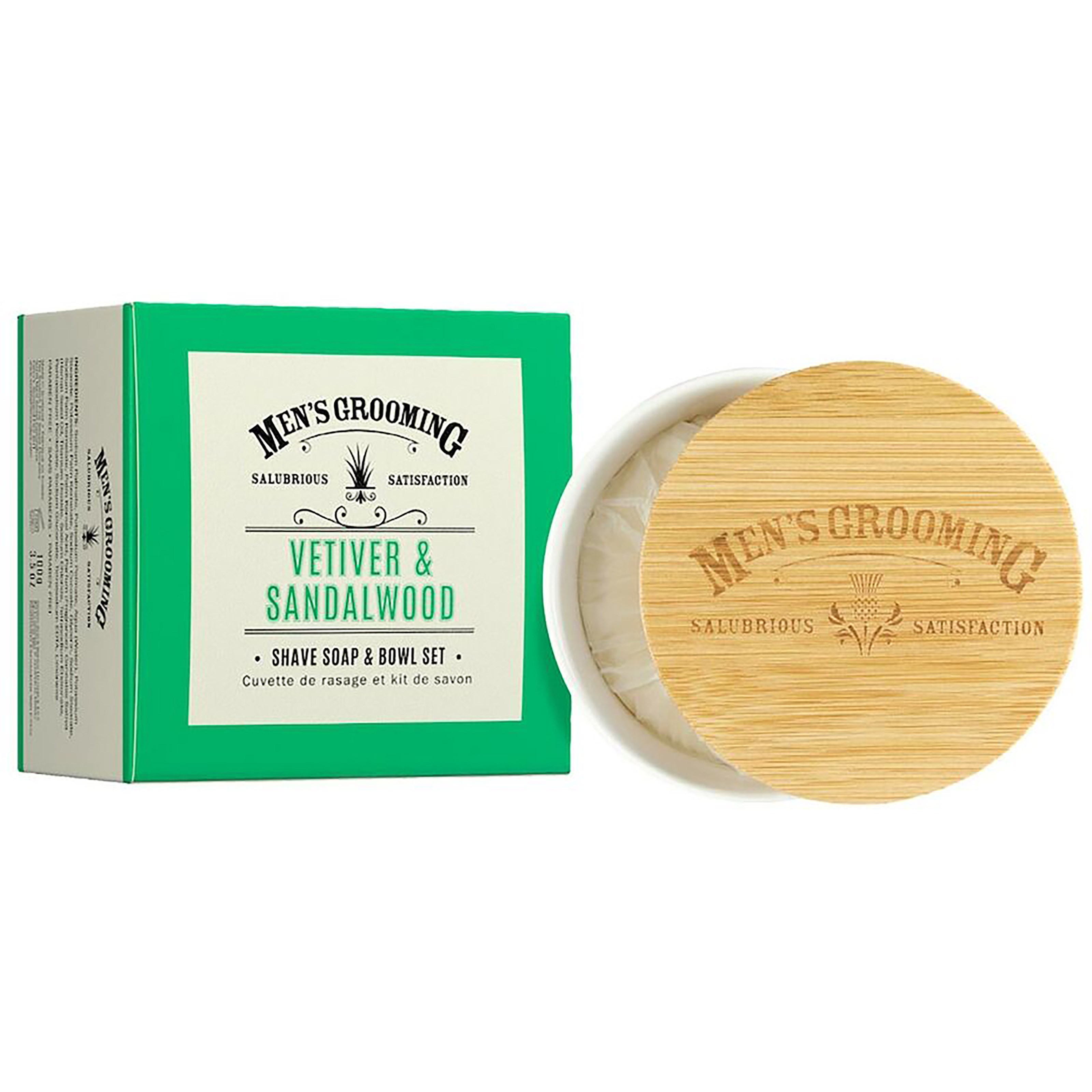 Scottish Fine Soaps Vetiver & Sandalwood Shave Soap & Bowl Set 100g