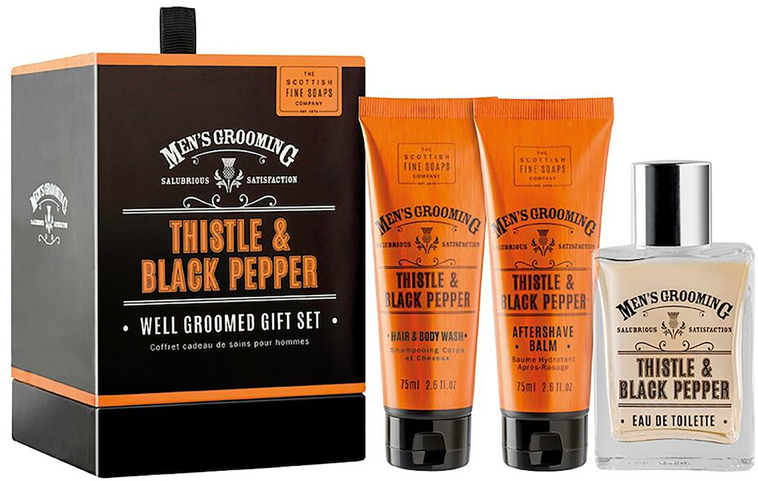 the scottish fine soaps company men's grooming - thistle & black pepper woda toaletowa 50 ml   zestaw