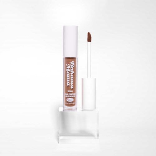 Læbe gloss tube med applikator, mærket 'Belluama Beauty'. Gennemsigtig emballage viser den nude farve.