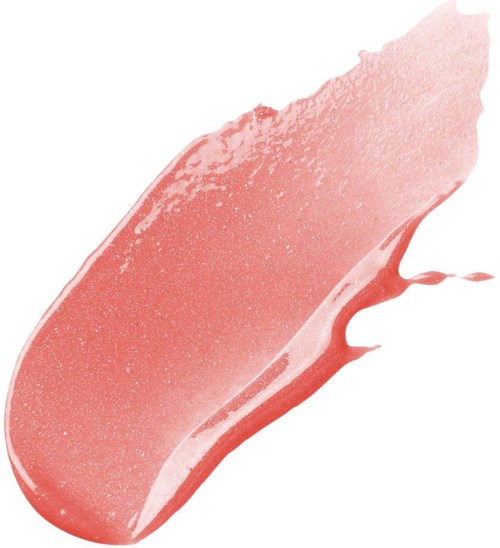 En rosa og hvid is eller yoghurtstribe med en cremet konsistens og en splat til højre.
