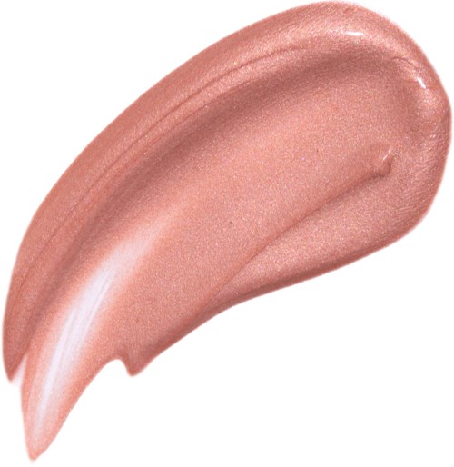 Et strøg af glitrende lyserød makeup eller læbestift med en let buet form og glat tekstur.