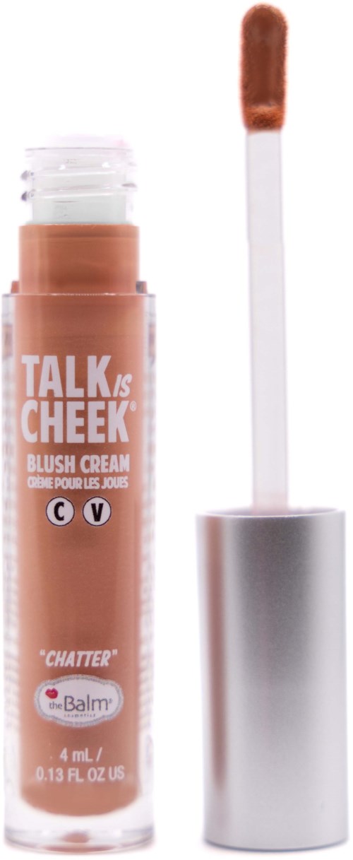 Læbglansrør med børste, mærket Talk's Cheek Blush Cream, i beige farve.
