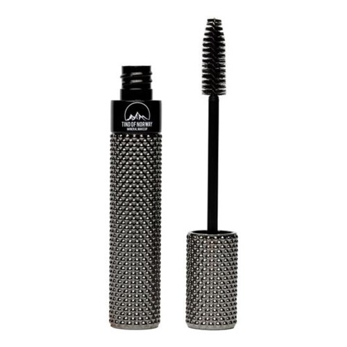 En mascara, dækket af rhinestones, med en lang børste til påføring.