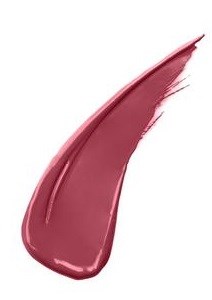 Ett läppstiftsprov med en glansig, krämig textur och en djup rosa färg.