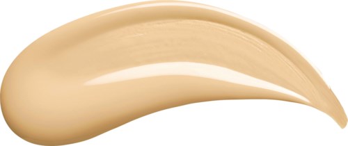 Een beige, romige vlek met een gebogen vorm en glanzende textuur.