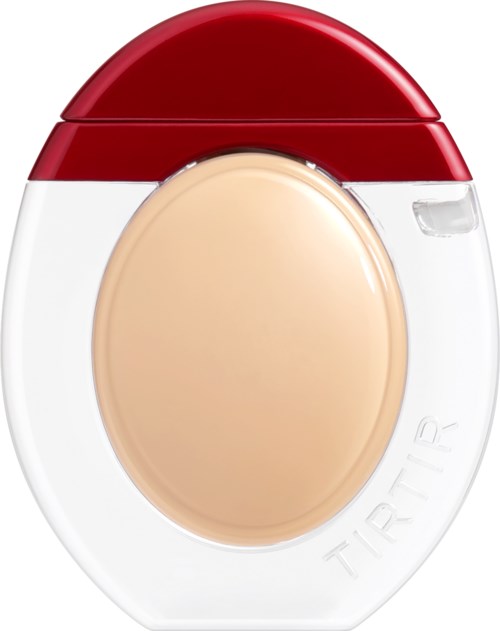 A compact device with a red top, clear middle, and large beige button, designed for easy use.