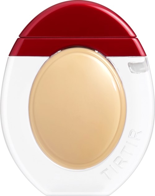 A compact round device with a beige center, red top, and white body, likely a timer or kitchen gadget.