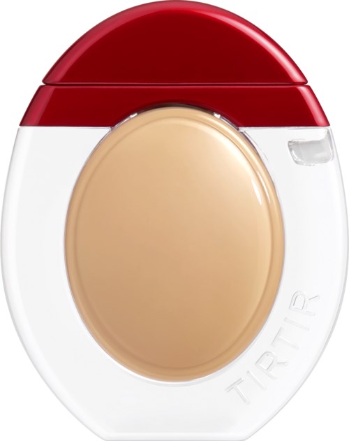 A round container with a red lid and a beige oval shape in the middle, labeled TIRTIR.