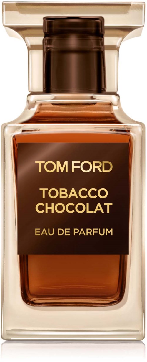 Tom Ford Tobacco Chocolat parfymflaska med mörkbrun lock och etikett.
