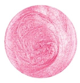 En rosa cirkulär form med texturerad, grov yta, som liknar en mjuk, ludig klot.
