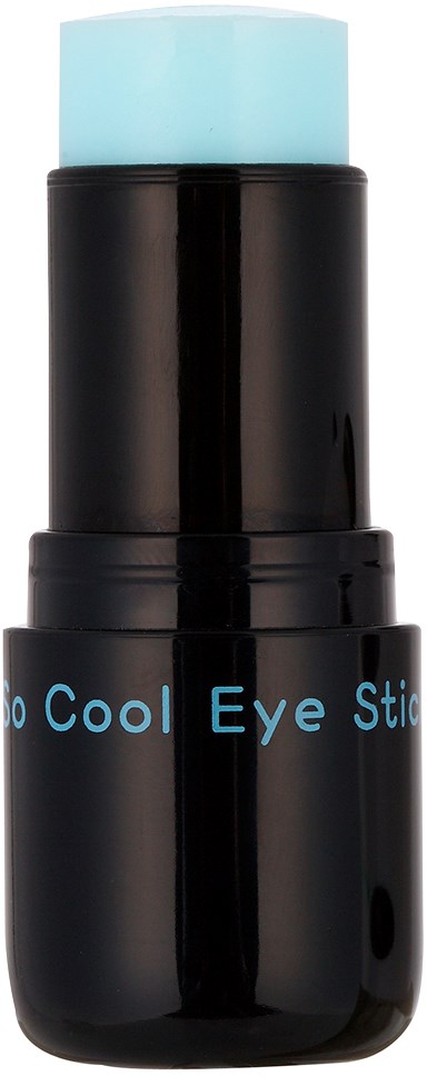 En svart pinne med blå text som säger "Cool Eye Stick" och ett ljusblått topp.