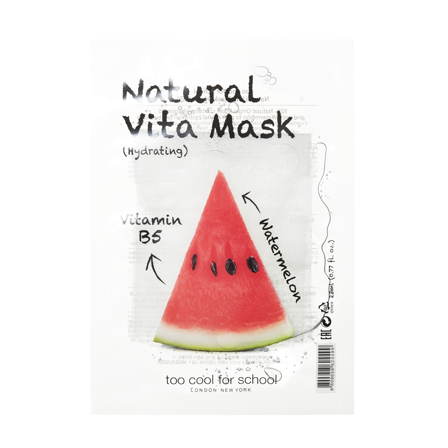 Läs mer om Too Cool For School Natural Vita Mask Hydrating (B5/Watermelon) 23 ml