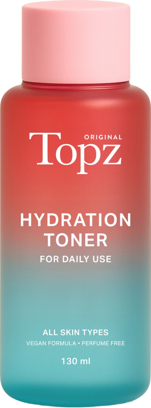 En flaske Topz Hydration Toner til alle hudtyper, 130 ml, vegansk og parfume fri.