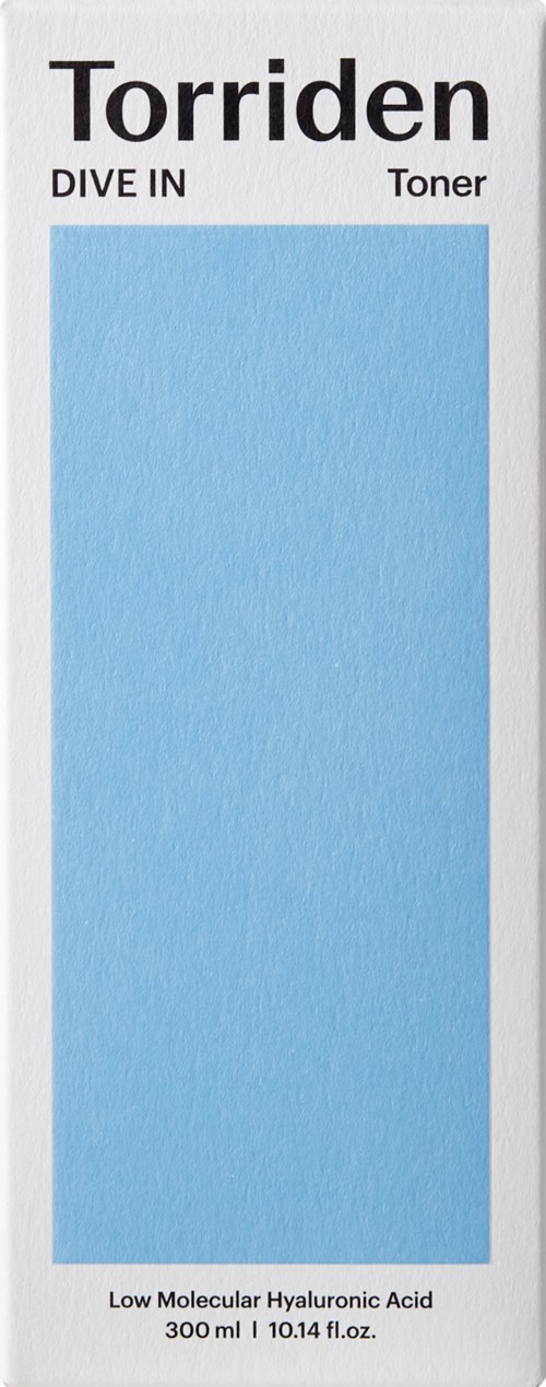 Tölkki, jossa lukee 'Torriden' ja sininen alue, sekä tekstiä tonerista ja hyaluronihaposta.