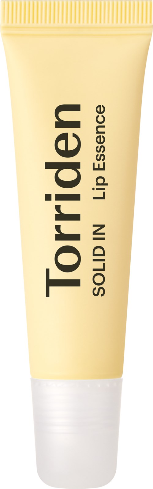Eine beige Tube mit weißem Deckel, beschriftet mit 'Torriden Lip Essence' in schwarzer Schrift.