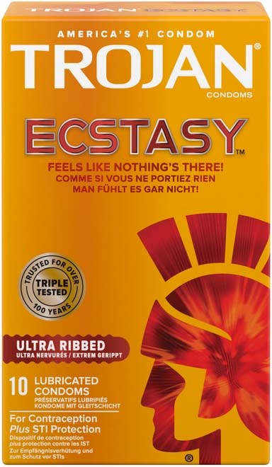 Trojan Ecstasy Ultra Ribbed 10 kpl